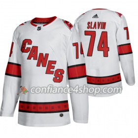 Adidas Maillot de Hockey Carolina Hurricanes Jaccob Slavin 74 Adidas 2019-20 Blanc Authentic - Homme